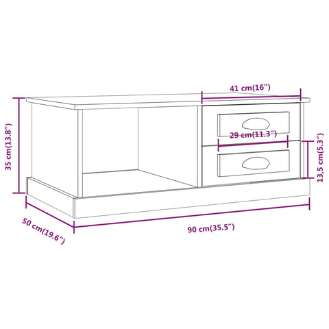 vidaXL Couchtisch Schwarz 90x50x35 cm Holzwerkstoff