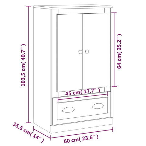 Highboard Grau Sonoma 60x35,5x103,5 cm Holzwerkstoff