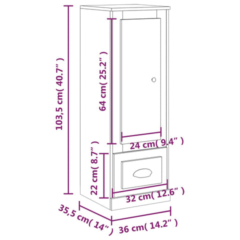 Highboard Betongrau 36x35,5x103,5 cm Holzwerkstoff