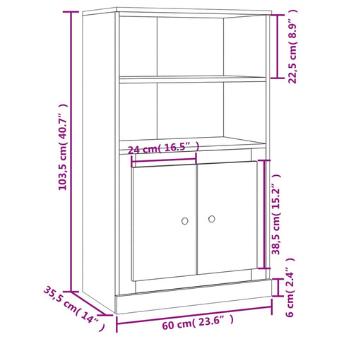 Highboard Weiß 60x35,5x103,5 cm Holzwerkstoff