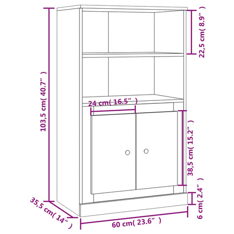 Highboard Hochglanz-Weiß 60x35,5x103,5 cm Holzwerkstoff