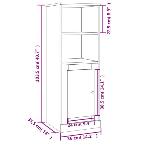 Highboard Grau Sonoma 36x35,5x103,5 cm Holzwerkstoff