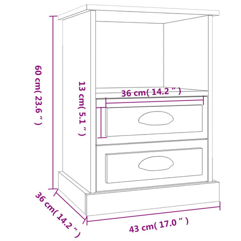 vidaXL Nachttische 2 Stk. Grau Sonoma 43x36x60 cm