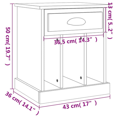 vidaXL Nachttisch Betongrau 43x36x50 cm