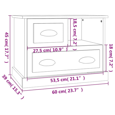 vidaXL Nachttisch Betongrau 60x39x45 cm