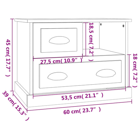 vidaXL Nachttisch Grau Sonoma 60x39x45 cm