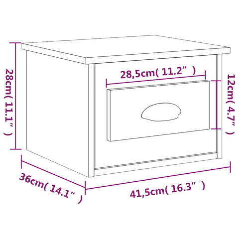 vidaXL Wand-Nachttische 2 Stk. Schwarz 41,5x36x28 cm