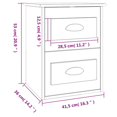 vidaXL Wand-Nachttisch Sonoma-Eiche 41,5x36x53 cm