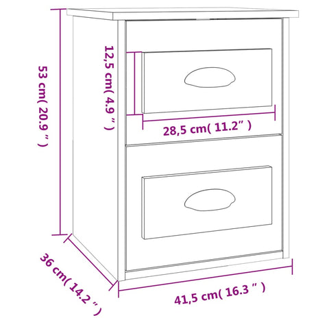 vidaXL Wand-Nachttisch Braun Eichen-Optik 41,5x36x53 cm