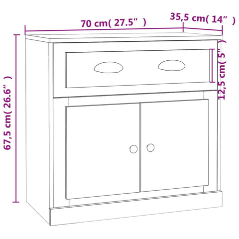 vidaXL Sideboard Räuchereiche 70x35,5x67,5 cm Holzwerkstoff