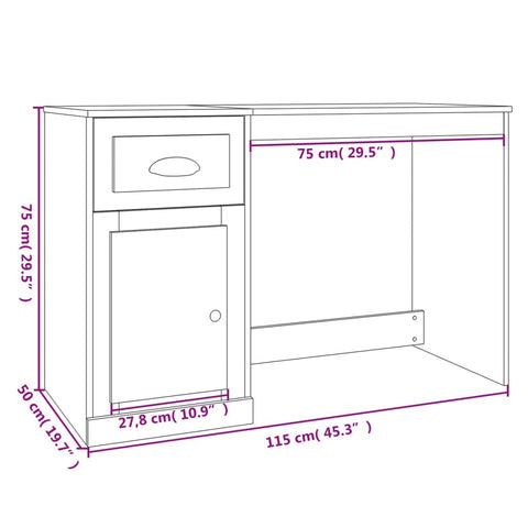 vidaXL Schreibtisch mit Schublade Schwarz 115x50x75 cm Holzwerkstoff