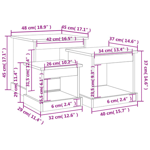 vidaXL Couchtische 3 Stk. Weiß Holzwerkstoff