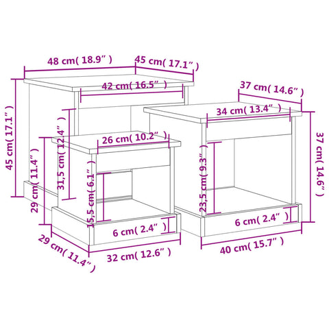 vidaXL Couchtische 3 Stk. Grau Sonoma Holzwerkstoff