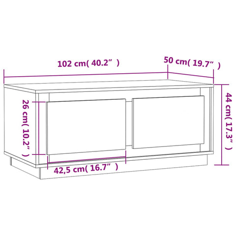 vidaXL Couchtisch Weiß 102x50x44 cm Holzwerkstoff