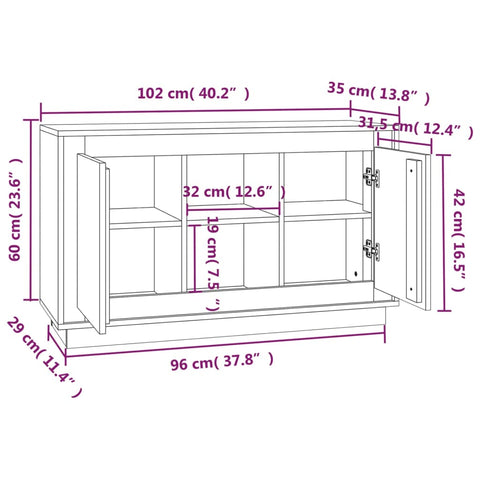 Sideboard Sonoma-Eiche 102x35x60 cm Holzwerkstoff