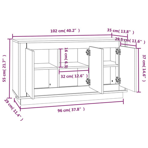 Sideboard Hochglanz-Weiß 102x35x55 cm Holzwerkstoff