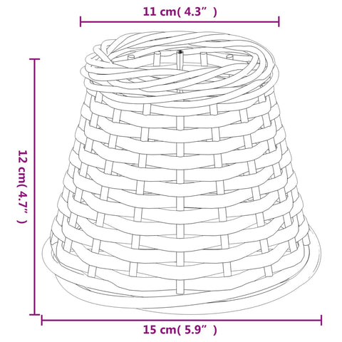 Lampenschirm Weiß Ø15x12 cm Korbweide