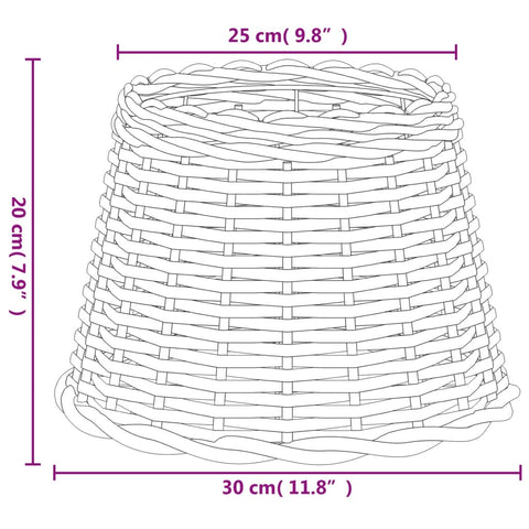 Lampenschirm Weiß Ø30x20 cm Korbweide