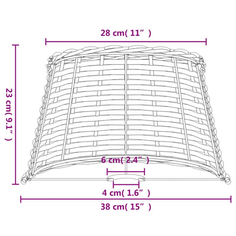 Lampenschirm Weiß Ø38x23 cm Korbweide