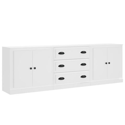 vidaXL Sideboards 3 Stk. Weiß Holzwerkstoff