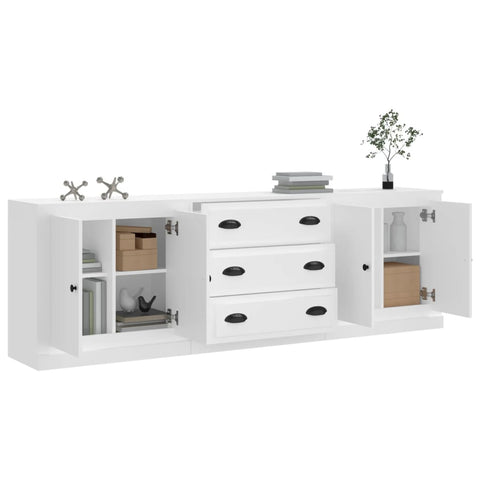 vidaXL Sideboards 3 Stk. Weiß Holzwerkstoff