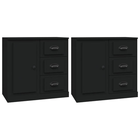 vidaXL Sideboards 2 Stk. Schwarz Holzwerkstoff