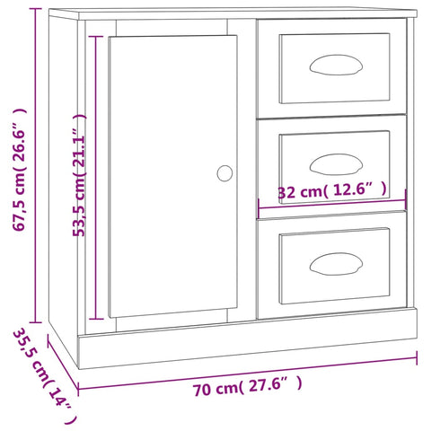 vidaXL Sideboards 2 Stk. Schwarz Holzwerkstoff