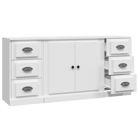 vidaXL Sideboards 3 Stk. Weiß Holzwerkstoff