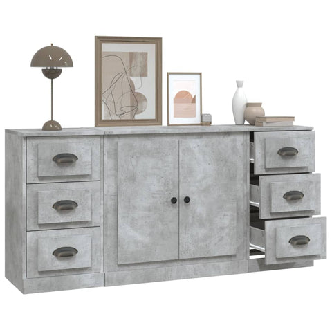 vidaXL Sideboards 3 Stk. Betongrau Holzwerkstoff