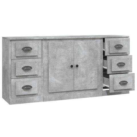 vidaXL Sideboards 3 Stk. Betongrau Holzwerkstoff