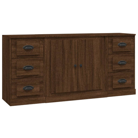 vidaXL Sideboards 3 Stk. Braun Eichen-Optik Holzwerkstoff