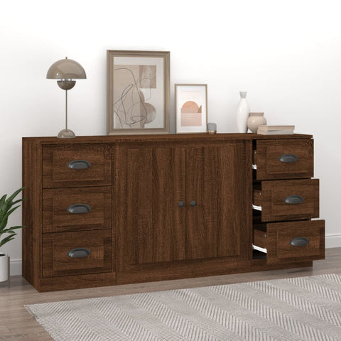 vidaXL Sideboards 3 Stk. Braun Eichen-Optik Holzwerkstoff