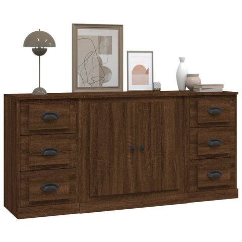 vidaXL Sideboards 3 Stk. Braun Eichen-Optik Holzwerkstoff