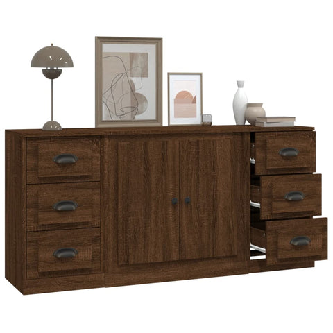 vidaXL Sideboards 3 Stk. Braun Eichen-Optik Holzwerkstoff