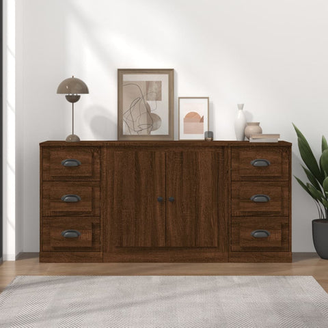 vidaXL Sideboards 3 Stk. Braun Eichen-Optik Holzwerkstoff