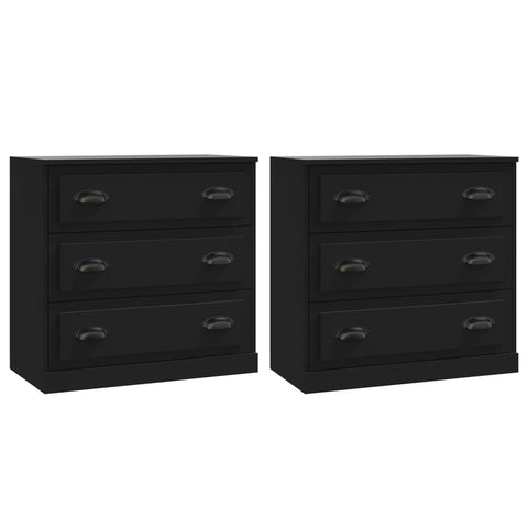 Sideboards 2 Stk. Schwarz Holzwerkstoff