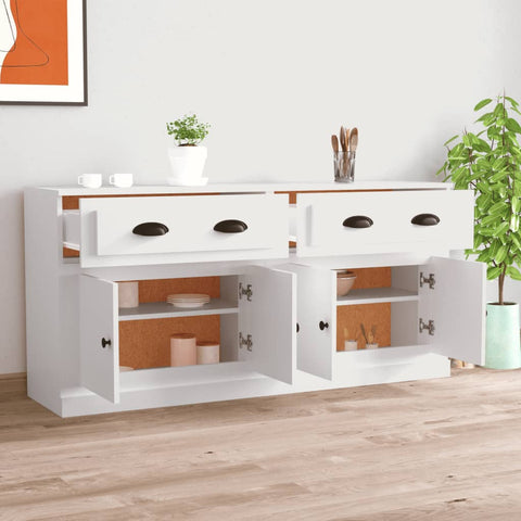 vidaXL Sideboards 2 Stk. Weiß Holzwerkstoff