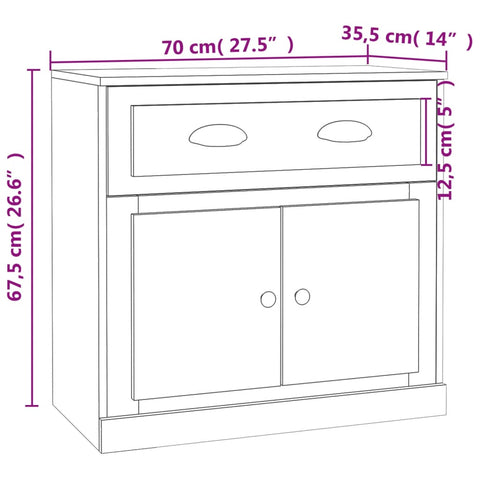 vidaXL Sideboards 2 Stk. Weiß Holzwerkstoff