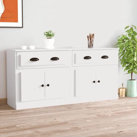 vidaXL Sideboards 2 Stk. Weiß Holzwerkstoff