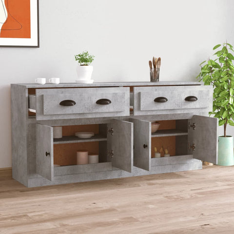 vidaXL Sideboards 2 Stk. Betongrau Holzwerkstoff