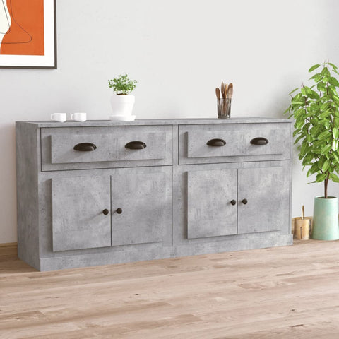 vidaXL Sideboards 2 Stk. Betongrau Holzwerkstoff