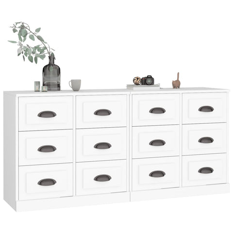 vidaXL Sideboards 2 Stk. Weiß Holzwerkstoff