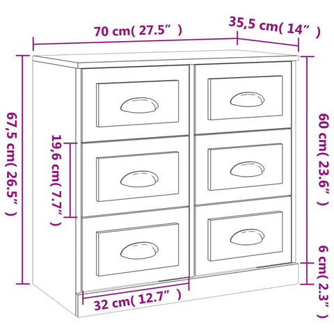 vidaXL Sideboards 2 Stk. Weiß Holzwerkstoff