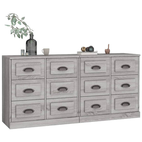 vidaXL Sideboards 2 Stk. Grau Sonoma Holzwerkstoff