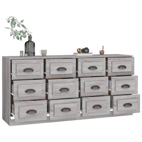 vidaXL Sideboards 2 Stk. Grau Sonoma Holzwerkstoff