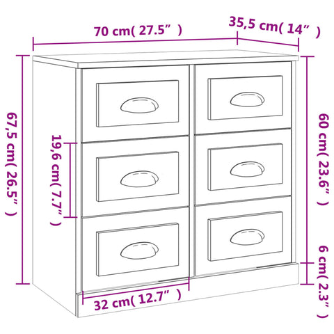 vidaXL Sideboards 2 Stk. Grau Sonoma Holzwerkstoff