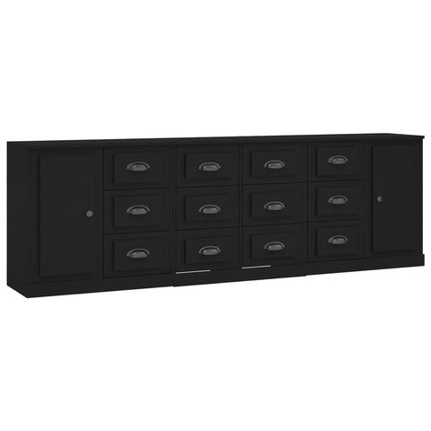 vidaXL Sideboards 3 Stk. Schwarz Holzwerkstoff