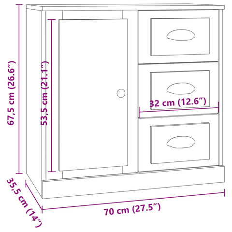 vidaXL Sideboards 3 Stk. Schwarz Holzwerkstoff