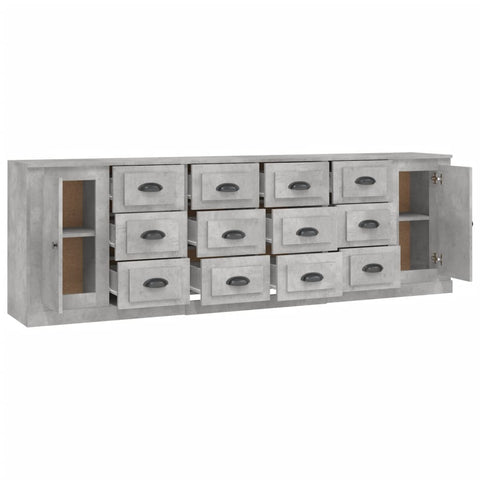 Sideboards 3 Stk. Betongrau Holzwerkstoff