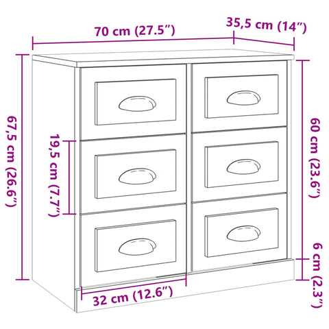 Sideboards 3 Stk. Betongrau Holzwerkstoff